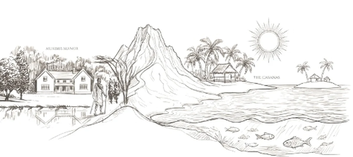 Hand-drawn map of Mukima Manor and The Cabanas